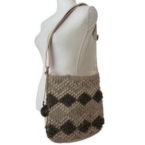 CATORI Woman’s Beige/Brown Embroidered Shoulder Bag